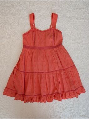 American Eagle Outfitters Women's Coral Tiered Mini Dress